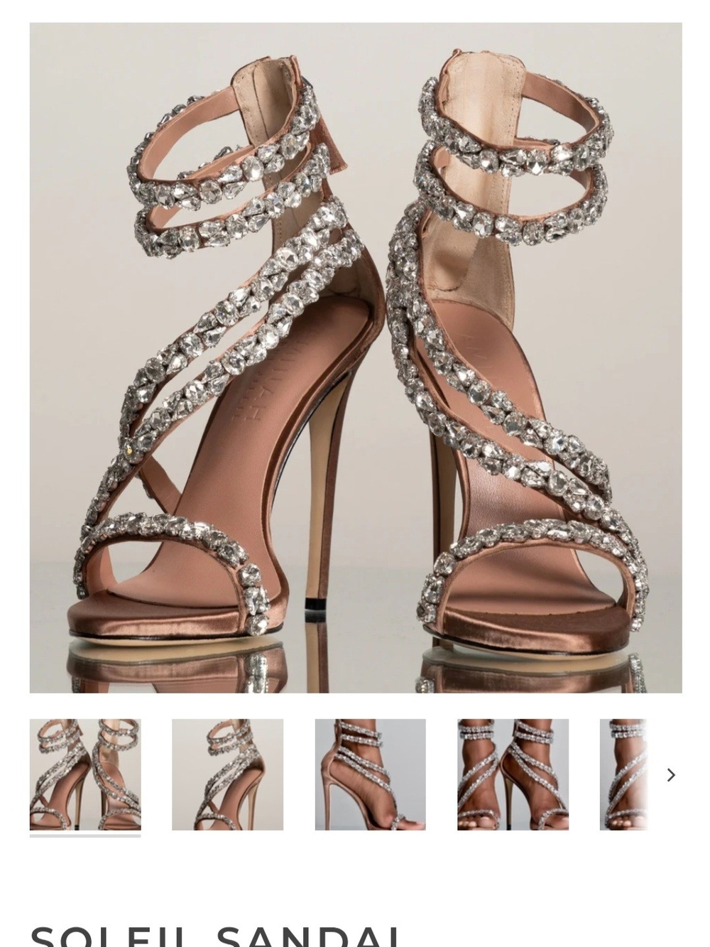 Aminah Abdul Jilill Crystal Spiral Strap High Heel Sandals - Picture 6 of 6